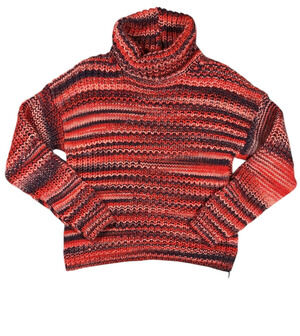 Elsamanda Turtleneck Sweater L Colorful Wool Blend Chunky Knit Striped Italian